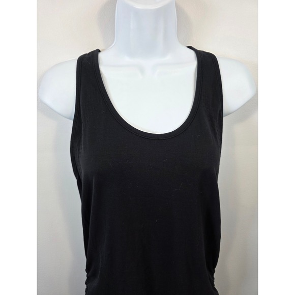 Athleta Black Ruched Side Racerback Tank Top Athletic Workout Womens Size L /B80 - Picture 3 of 6
